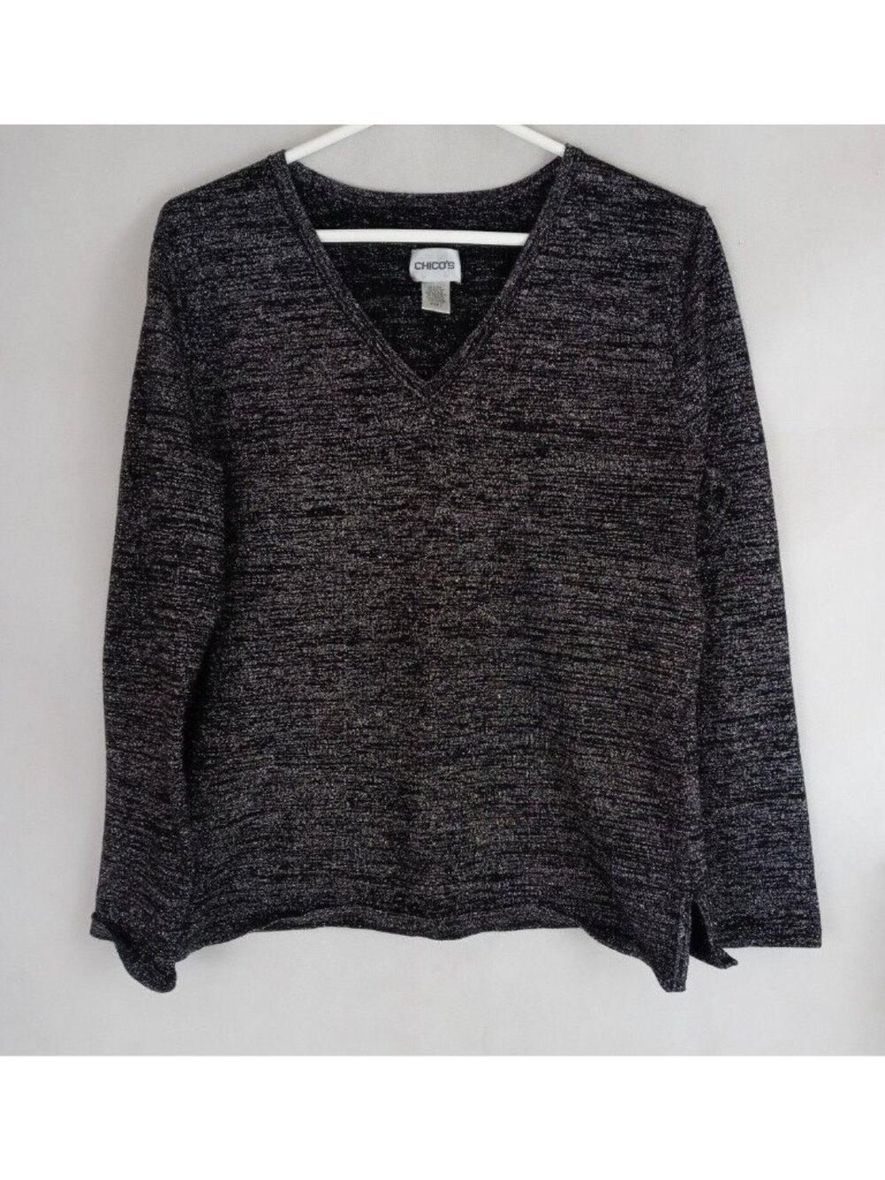 Chico's Black Blouse With Silver Metallic Size 1
